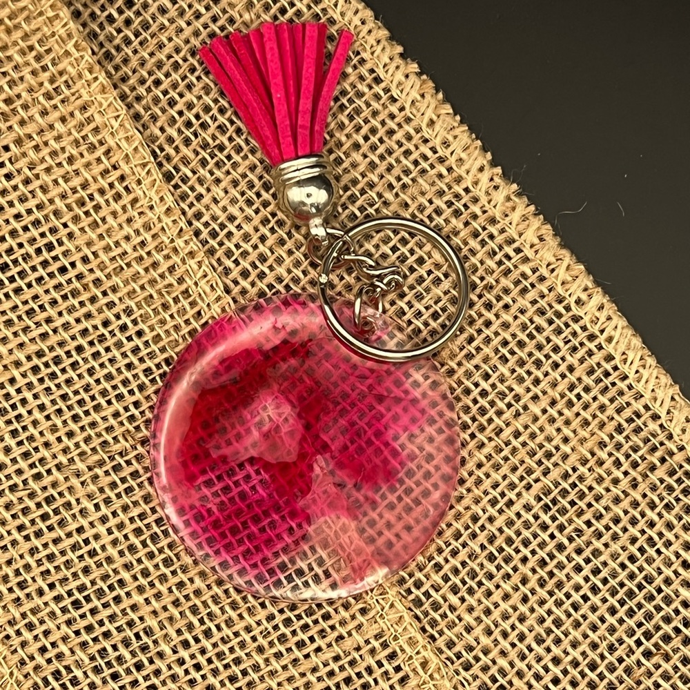Pink and Clear Marble Keychain-